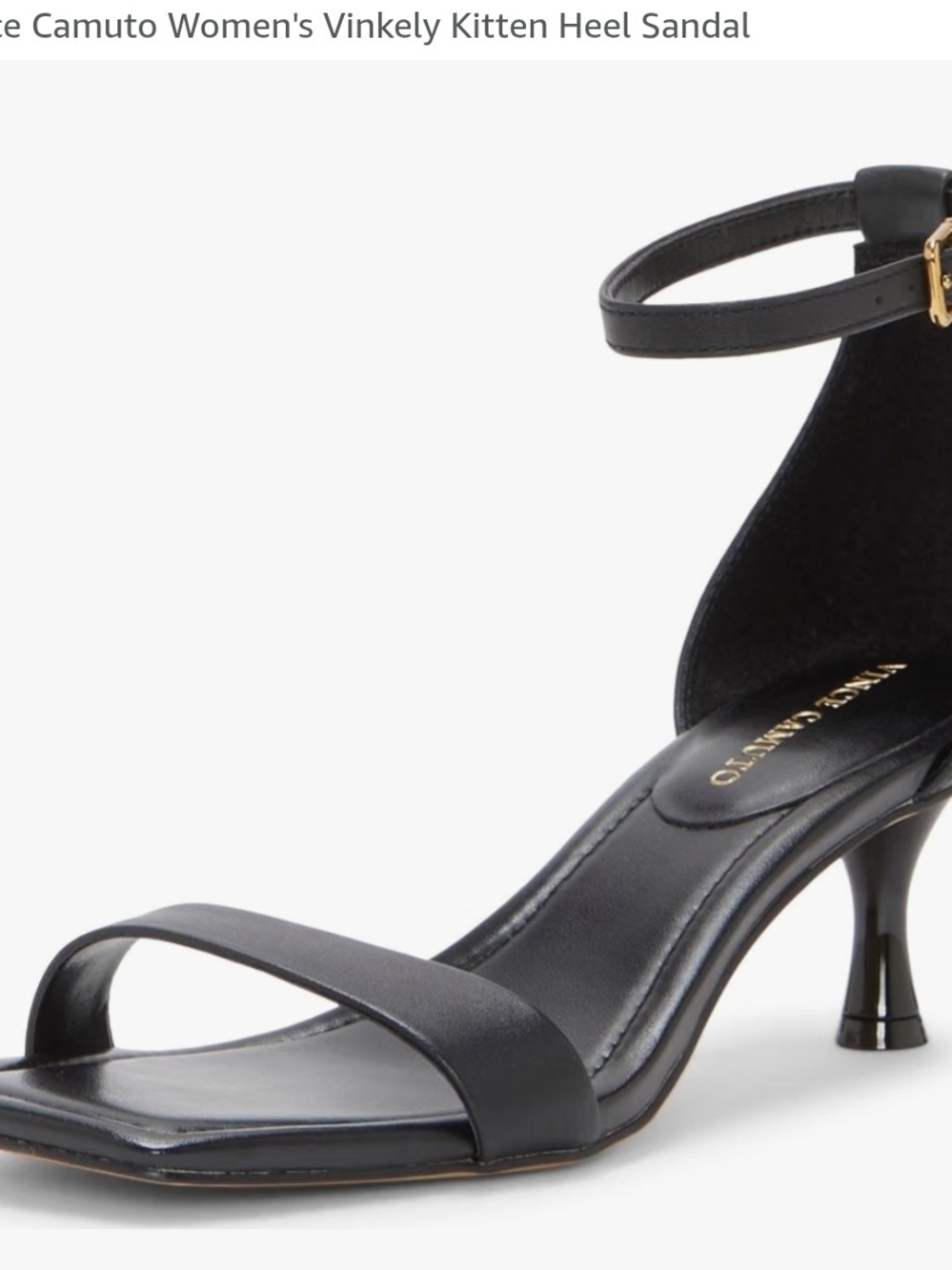 Vince Camuto Black Leather Ankle Strap Kitten Heel Sandal